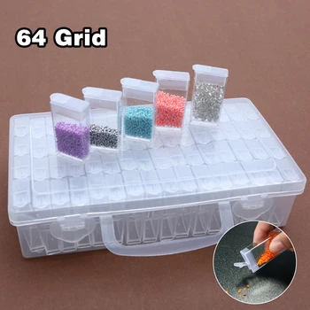 

64 Grid transparent plastic storage box Diamond embroidery diamond painting tool 64 lattice jewelry Drill Storage Box