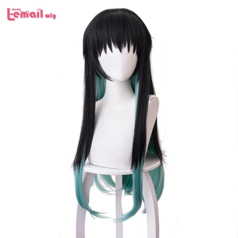 

L-email wig Demon Slayer Tokitou Muichirou Cosplay Wigs Kimetsu no Yaiba Long Gradient Black Ponytail Wig Synthetic Hair Perucas
