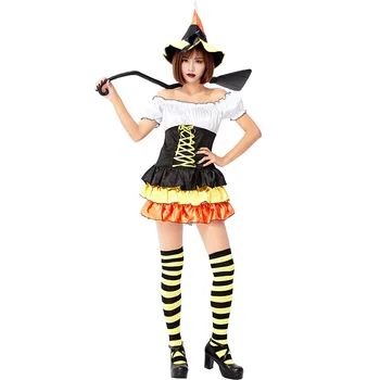 

Halloween Carnival Magic Pumpkin Witch Costume Cute Little Witch Stage Show Holiday Festival Party dress