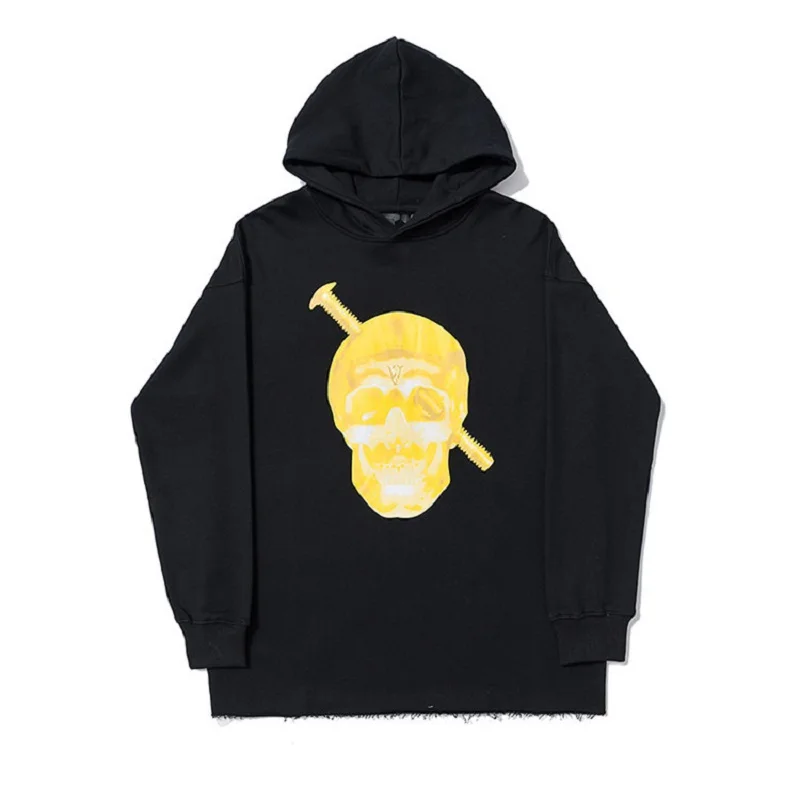  Europe And America Autumn And Winter Popular Brand vlone Hip Hop Yellow Skeleton Screw Printed Loos