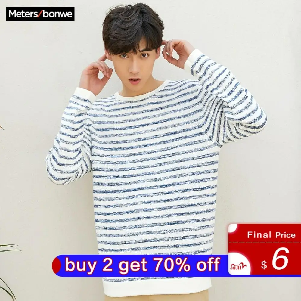 Мужской шерстяной свитер Metersbonwe вязаный хлопковый с длинным рукавом одежда
