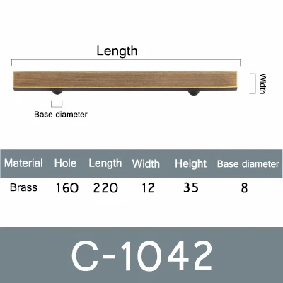 "-11" ручки для квадратного шкафа мебельные ручки для ящиков Твердый латунный кухонный шкаф круглые ручки для дверей черный/бронзовый/золотой - Цвет: C -1042 -160
