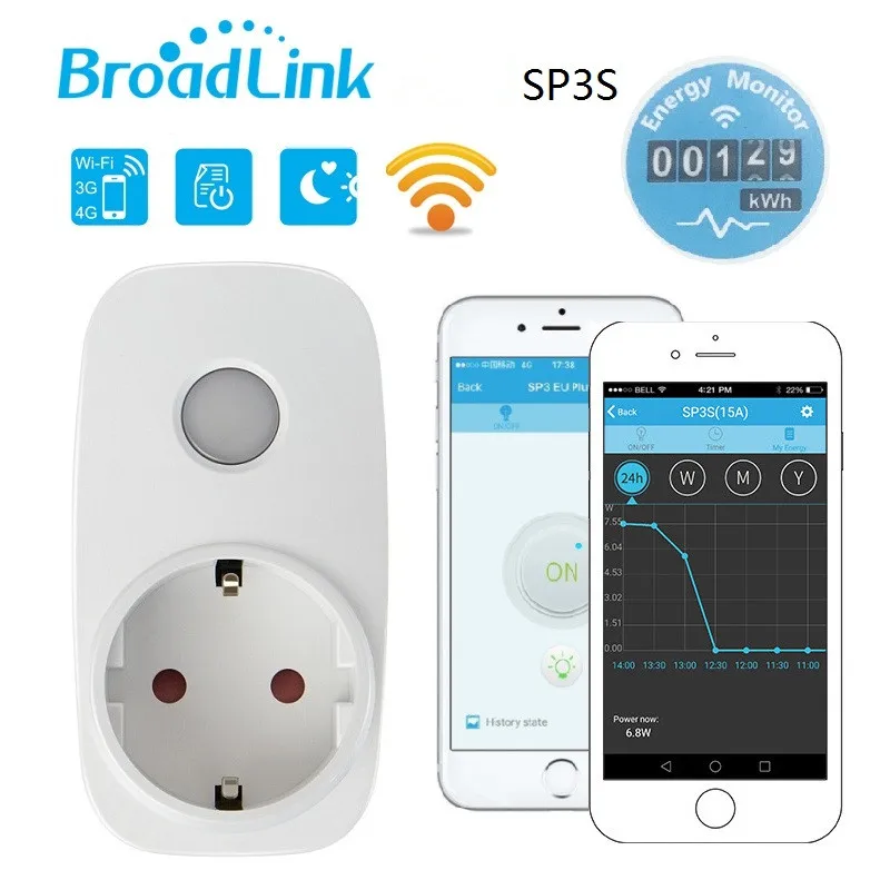 Broadlink SP3S SP3 wifi умная розетка с европейской вилкой 16А пульт дистанционного управления умный переключатель синхронизации работает для Amazon Alexa Google Assistant - Цвет: SP3S