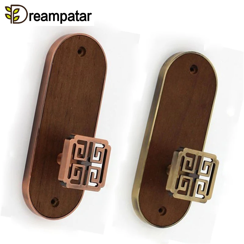 

Dreampatar 1 Pair Retro Chinese Wood Curtains Hanging Ears Decorative Wall Hooks Classical Metal Curtain Strap hook ML270