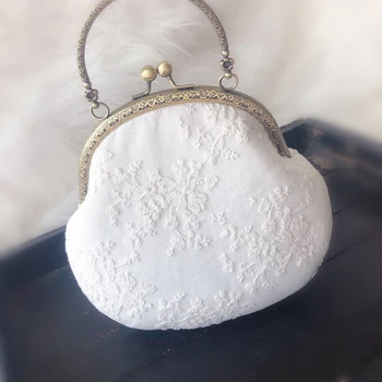 

DIY women lace bird design metal frame handbag material or finished pack 20x18x8.5cm