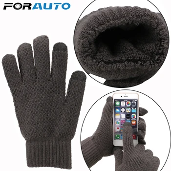 

Touch Screen Knit Gloves Motorcycle Protective Gears Men Thicken Mitten Artificial Velvet Winter Warm Motorcycle Accessories