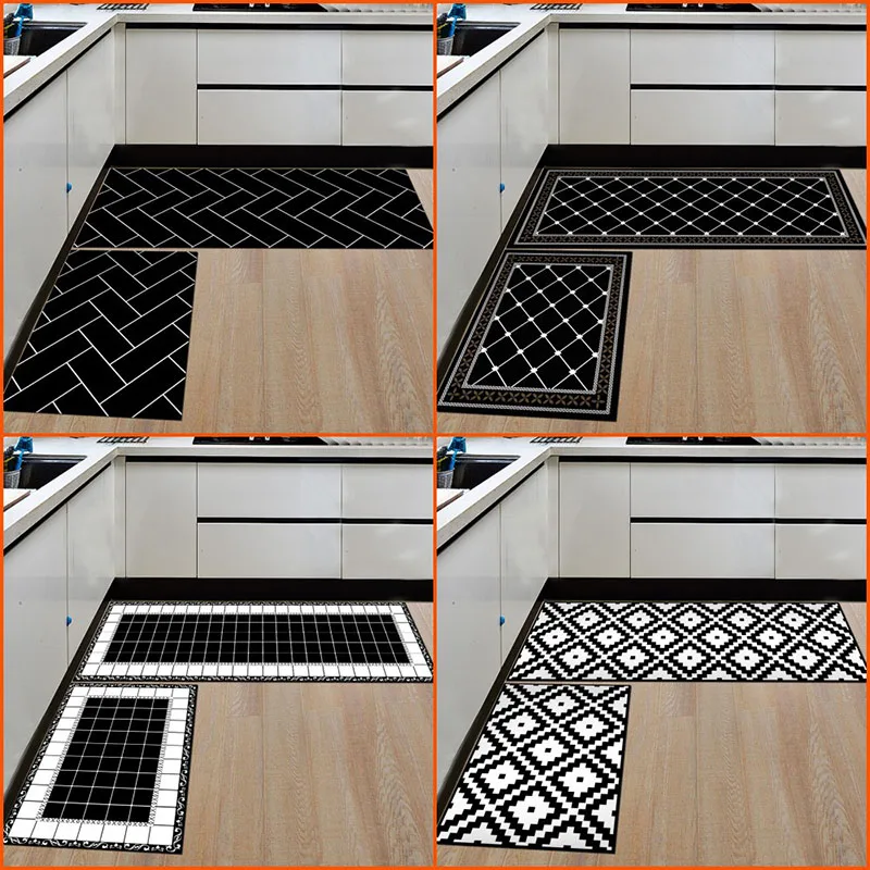Black Kitchen Mat For Floor Anti Slip Bath Carpets And Rugs Hallway Entrance Doormat Absorbent Bedroom Living Room Mats Tapete Mat Aliexpress