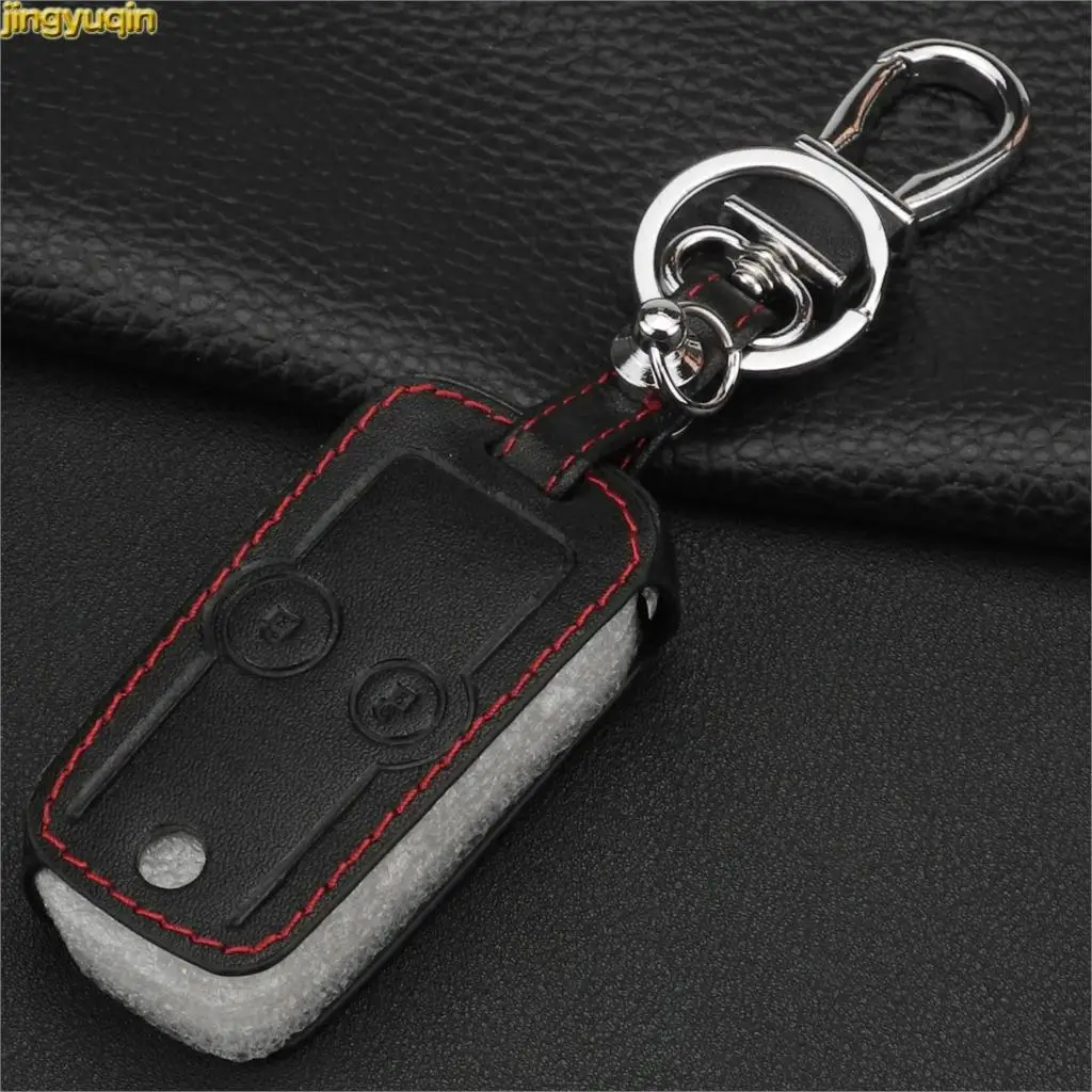 Jingyuqin 2 Buttons Remote Leather Car Key Case Key Cover For Honda Crv