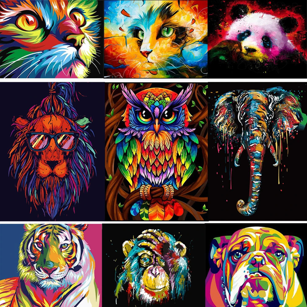 DIY Acrylic Animal Paint By Numbers Kit Digital Oil Painting Art Home Wall Decor 