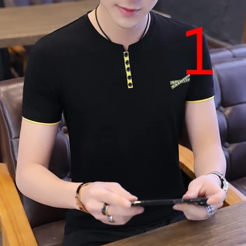 

Summer short-sleeved t-shirt men's tide brand trend Korean version of the self-cultivation men 2019 new round neck ice silk