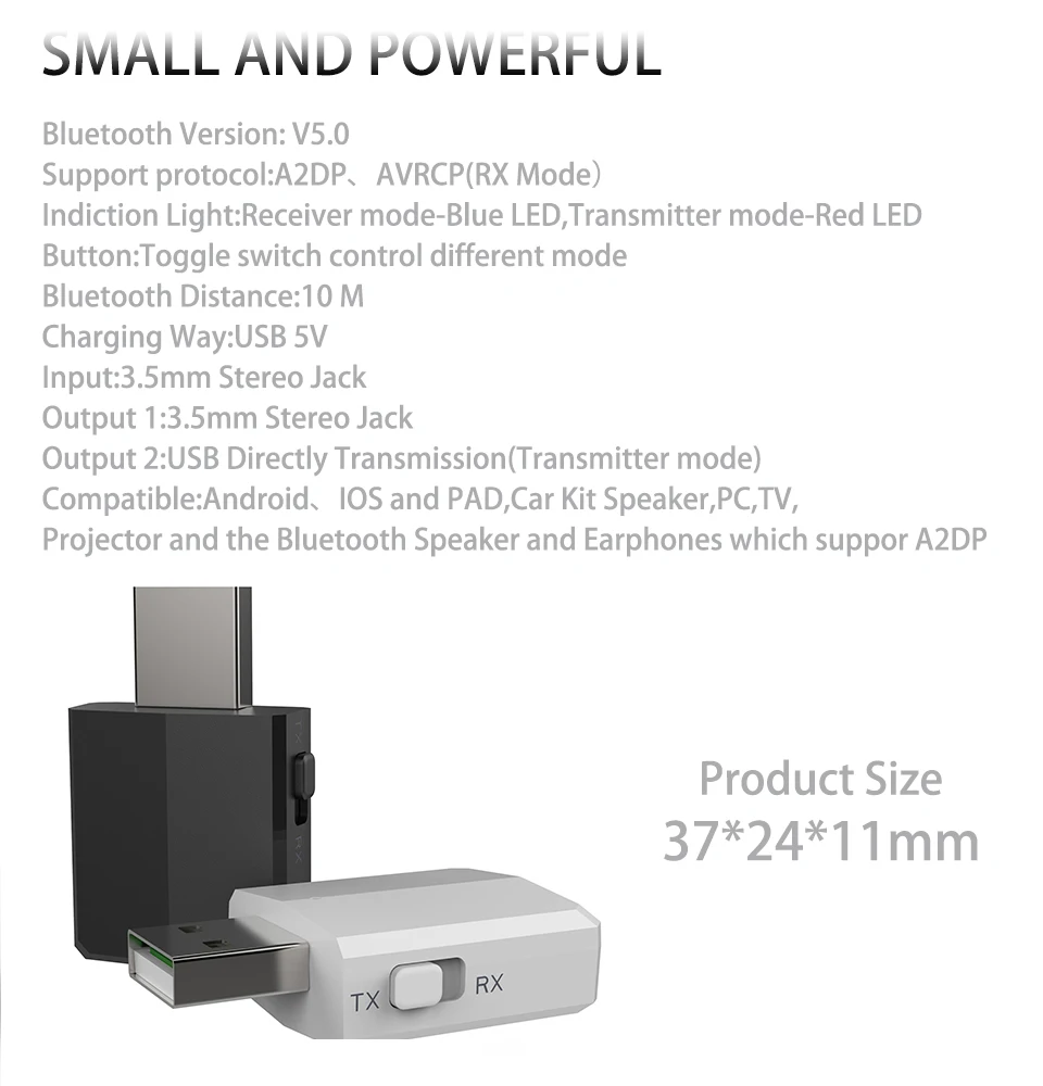 3,5 мм USB Bluetooth адаптер с кнопкой переключения 5,0 стерео аудио Музыка беспроводной Bluetooth приемник передатчик для телевизора ПК автомобиля AUX