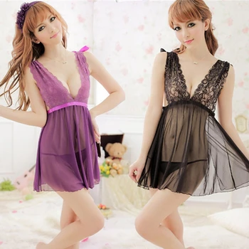 

Sexy sleepshirts Set Both Sides Ropa Sexy Para El Sexo Womens Clothing Night Gown Women Sleepwear Deep V-neck Night Dress