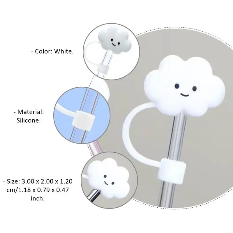 2pcs   Straw Plug Interesting Better Vivid Protector Caps Cloud Shape Straw Tips Cover Daily Supplies for Party