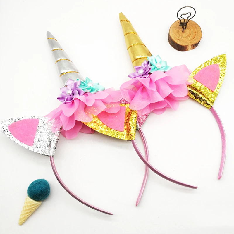 1 шт. повязка на голову с единорогом из мультфильма цветами рогом единорога для