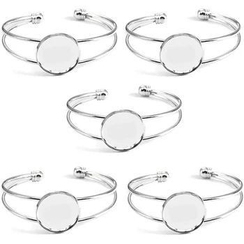 

Bezel Tray Blank Cuff Bangles Bracelets 5Pcs,20mm Blank Cuff Style Bracelet Trays for Bracelet DIY Making