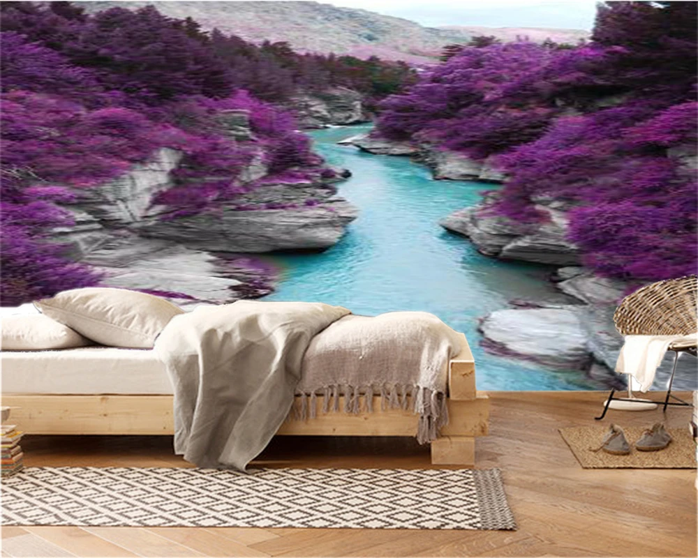 Пользовательские фото 3d обои красивые Fairyland пейзаж фиолетовые деревья домашний декор гостиной обои для стен