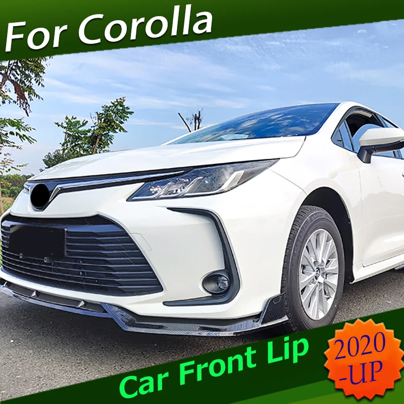 Front bumper lip spoiler For 2020 toyota corolla ABS Carbon fiber Material car resr wing by Primer Color | Автомобили и мотоциклы