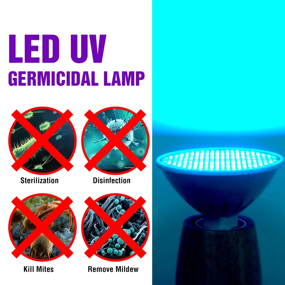 

UVC Germicidal Light 220V E27 UV Disinfection Sterilizer Light 25W 35W 50W LED Ultraviolet Lamp Led Bacterial Bulb 110V Amuchina