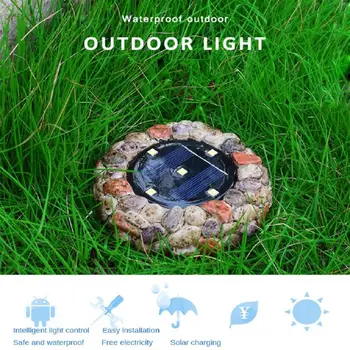 

Outdoor 5LED Solar Underground Lamp Simulation Stone Garden Light Waterproof Lighting Step Deck Footlights White/warm Light