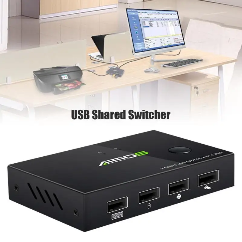USB KVM-переключатель переключатель 2 в 4 выхода адаптер для клавиатуры мыши