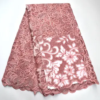 

Newest Nigerian Velvet Lace Fabric With Beads Stones Onion African Lace Fabric Soft Stretch Velvet Lace For Wedding Dress