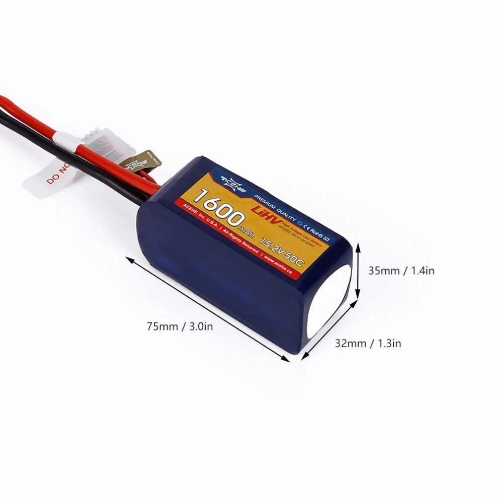 1 шт. ACEHE 15,2 V 1600mAh 50C 4S1P 24,32wh с XT60 вилкой высокого напряжения Lipo батарея