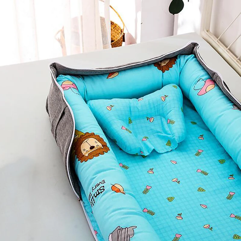 Портативная детская кроватка, складная подушка для новорожденной кровати, хлопковое гнездо, детское постельное белье, корзина, бамперы YHM030
