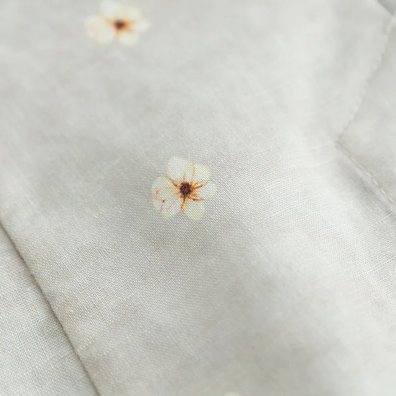 

2019 Early Autumn New Style High Grade Sense Greyish Green Cotton Linen One-Button Suit Jacket Literature And Art Small Flower S
