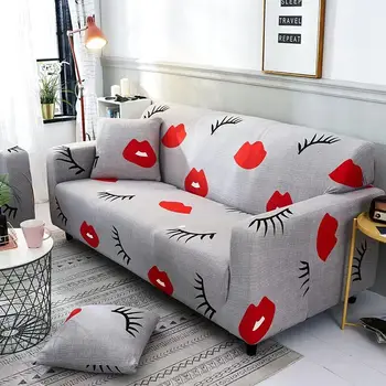 

Cartoon Sofa Cover All-inclusive Sofa Slipcovers Cute Lips Seat Couch Covers Sectional Sofa Cover for Living Room