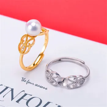 

Simple Big Pearl Rings Settings Women DIY Pearl Rings Holder S925 Sterling Silver Pearl Jewelry Findings