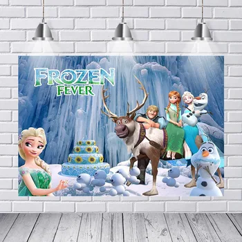 

Frozen Theme Princess Elsa Anna Girls Birthday Party Backdrop Ice Winter Photography Backgrounds for Photo Studio Custom