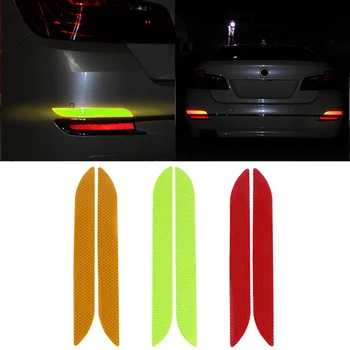 

Universal 2Pcs Car Trunk Tail Safety Warning Reflective Stickers Luminous Reflector Rear Bumper Luminous Decal