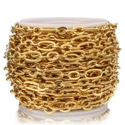 1 Meter Stainless Steel Gold Rolo Cable Chains Flat Wire Chic 3:1 Chain Fit for DIY Jewelry Making Supplies Wholesale Lots Bulk