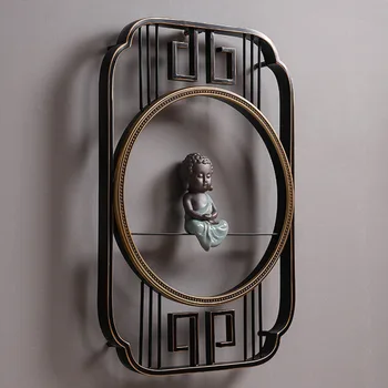 

Metal wrought iron paint new Chinese style wall stereo wrought iron decorations exquisite texture porch wall ornaments gold fram