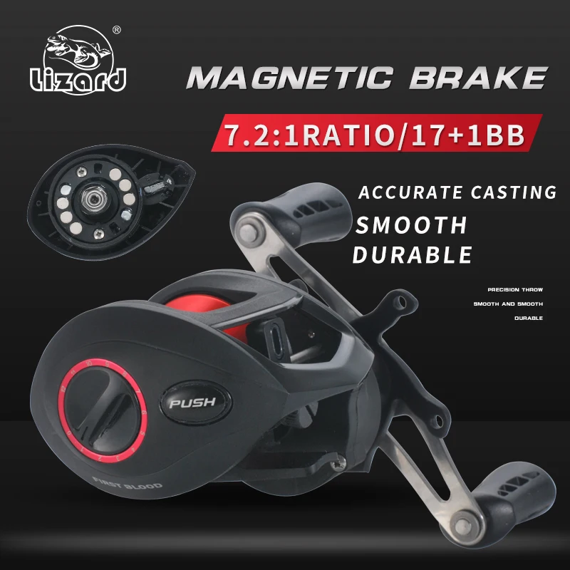 

lizard fishing Light weight 7.2:1 Ratio Baitcaster 17+1 Ball Bearings Baitcasting Fishing Reel Baitcaster Fishing Tackle