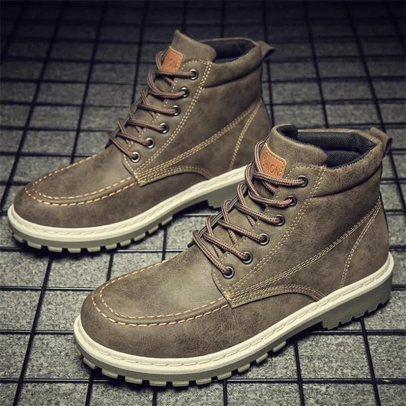 Men's autumn/winter new Martin boots trend high help motorcycle British men's boots fashion retro versatile tooling men's boots - Цвет: 03