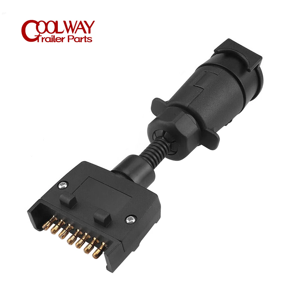 car trailer adaptor 7 pin flat male plug to 7 pin large round female socket universal for rv camper caravan car accessories 12V Car Trailer Adapter 7 Pin Flat Male Plug To 7 Pin Large Round Female Socket Connector RV Camper Caravan Parts Accessories