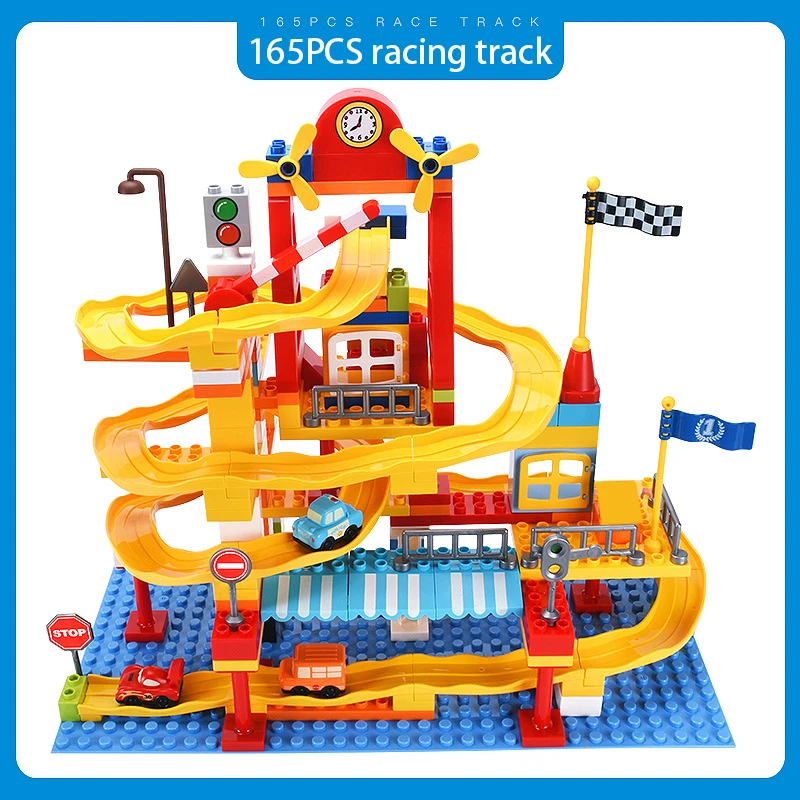

165PCS Variety Slide Track Building Blocks Duplo Funny Race Run Block Duploed Funnel Slide DIY Sets Kids Toys Children Gift