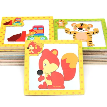 

3D Magnetic Puzzle Jigsaw Wooden Toys Cartoon Animals Traffic Puzzles Tangram Kids Educational Toy for Children