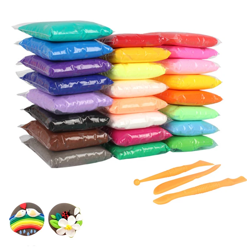 24 colores de luz arcilla de polímero seco aire plastilina arcilla Super luz DIY suave creativa Handgum arcilla educativa Juguetes