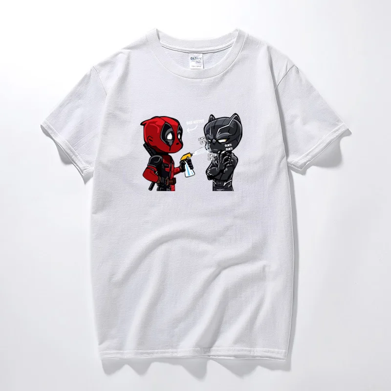 데드 풀 티셔츠 Bad Little Kitty 블랙 팬더 탑 Mens Tee 참신 하라주쿠 웃긴 t 셔츠 유니섹스 코튼 반소매 t 셔츠