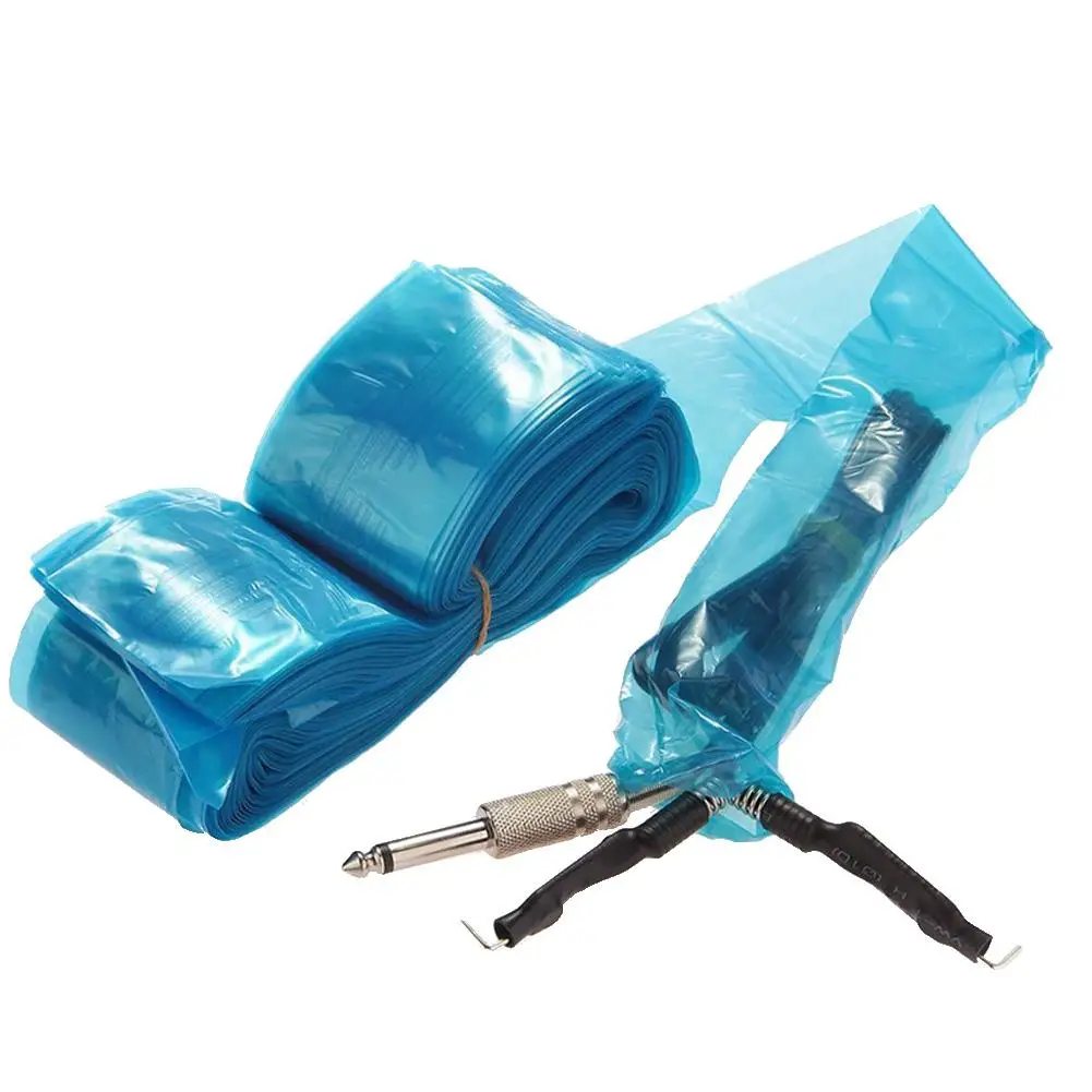 100pcs / pack Tattoo Machine Cable Clip Hook Line Disposable Covers Bag Plastic Blue Sleeve Toiletry Bag Safe Protection Bag