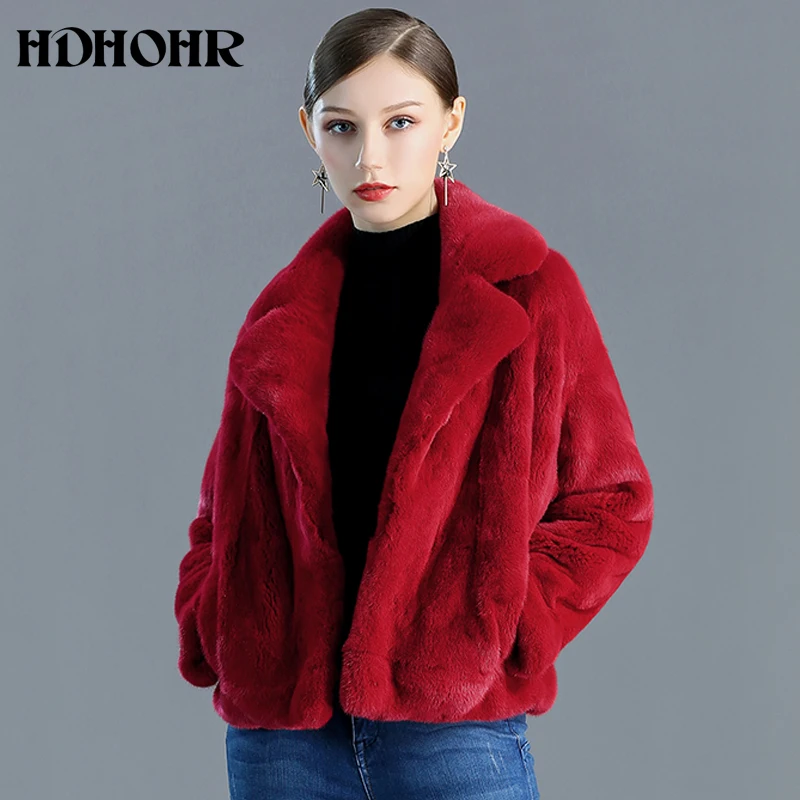 HDHOHR Новые Натуральные норковые шубы, женские короткие шубы для путешествий и отдыха, Высококачественная норковая шуба, зимние теплые шубы из натурального меха норки