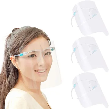 

10PCS/Lot Glasses Face Shield Cover Anti Oil Spitting Protective Isolation Mask PET Tranparent Dustproof Facial Protection Visor