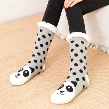 

Winter Long Thicken Fleece Lined Socks Women Soft Warm Fuzzy Cartoon Floor Slipper Socks GDD99