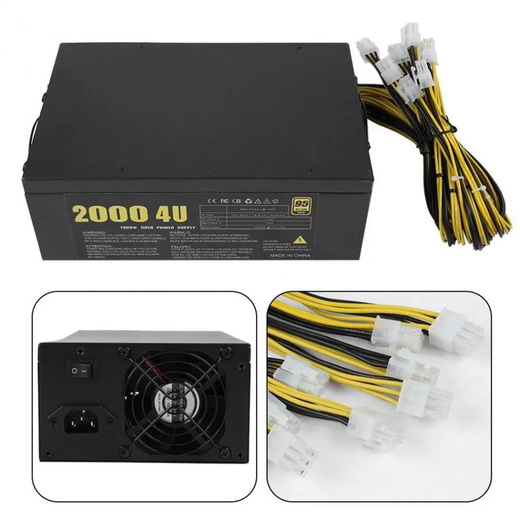 2U/4U 2000 Вт/1800 Вт 160-240 В ATX компьютерный блок питания для горнодобывающей машины поддержка видеокарты Выходная Номинальная мощность биткоина