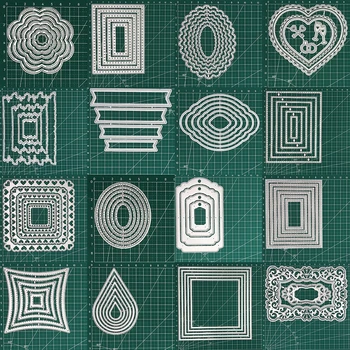 Troquel de corte de Metal para marco básico, etiqueta de encaje rectangular en forma de corazón, álbum de recortes, artesanía, tarjeta de felicitación en capas, hecho a mano, nuevo 2021, 29 modelos
