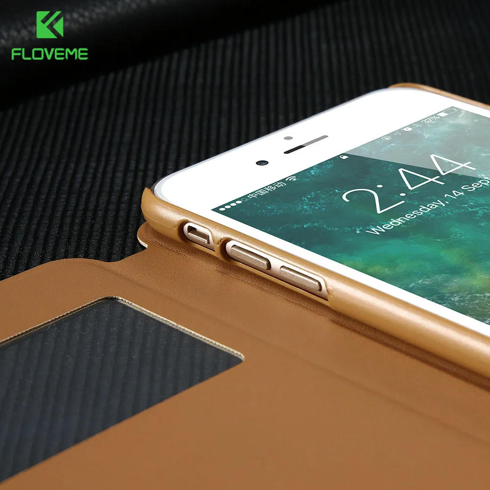 KISSCASE Open Window View Flip Case For iPhone 7 6 Plus Ultra Thin Leather Folio Cover 2
