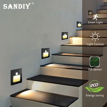SANDIY Sensor Wall Lamp Embedded Stair Light Led Nightlight for Step Ladder Kitchen Foyer Corridor LivingRoom Indoor PIR Sconce 1