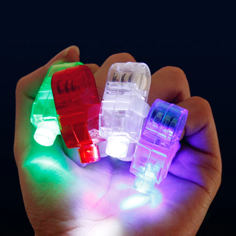 100pcs LED Finger Lights Laser Flashing Ring Light Beam Colourful Torch Glow Lamps Concert Decorative Props Childrens Toy | Дом и сад